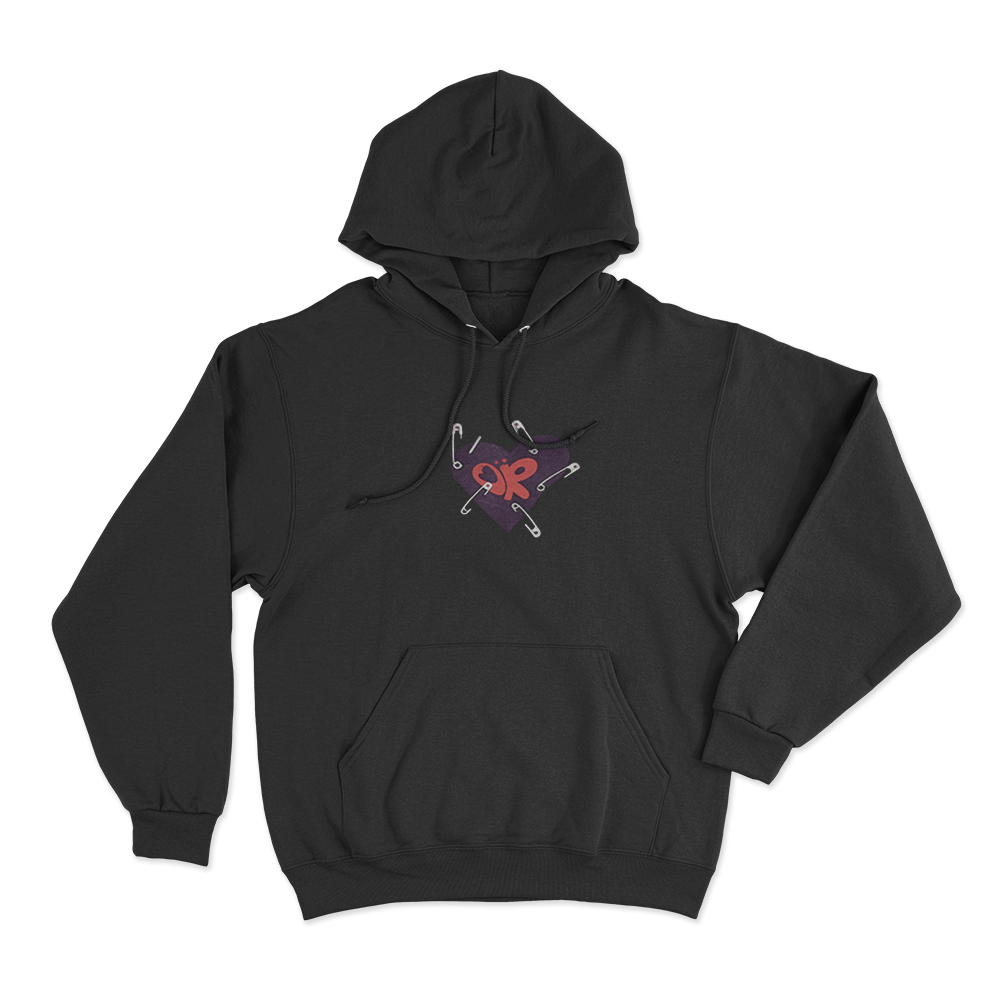 Heart Safety Pins Unisex Hoodie Black Heart Safety Pins Unisex Hoodie Black