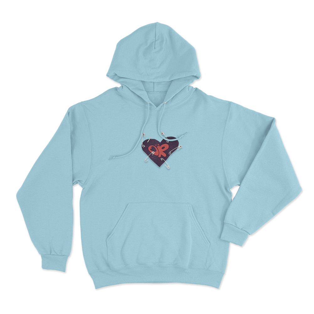 Heart Safety Pins Unisex Hoodie Sky Blue Heart Safety Pins Unisex Hoodie Sky Blue