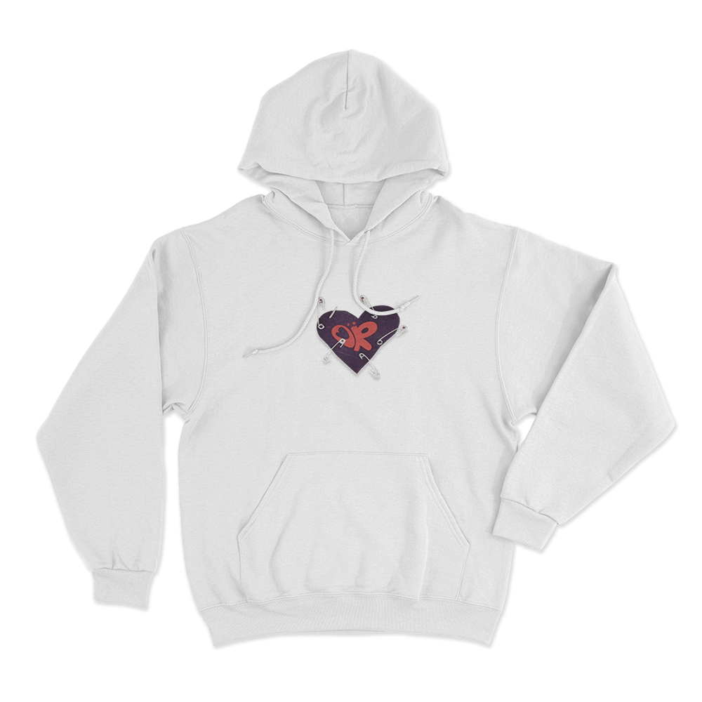 Heart Safety Pins Unisex Hoodie White Heart Safety Pins Unisex Hoodie White