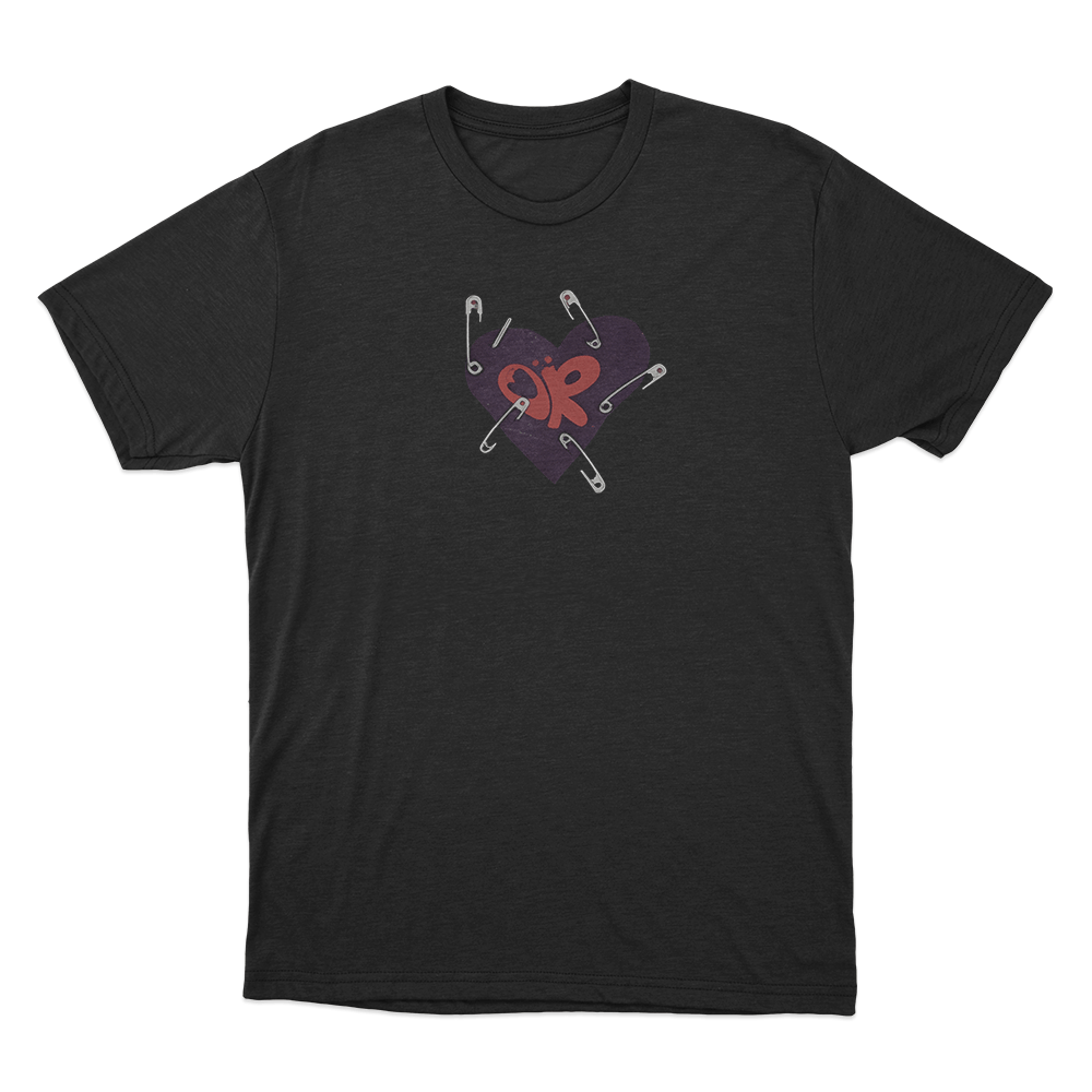Heart Safety Pins Unisex T Shirt Black Heart Safety Pins Unisex T Shirt Black