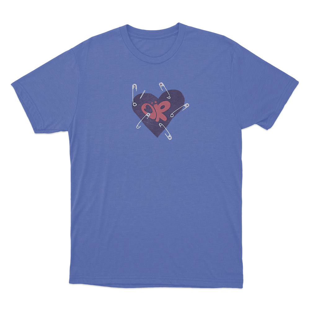 Heart Safety Pins Unisex T Shirt Blue Heart Safety Pins Unisex T Shirt Blue