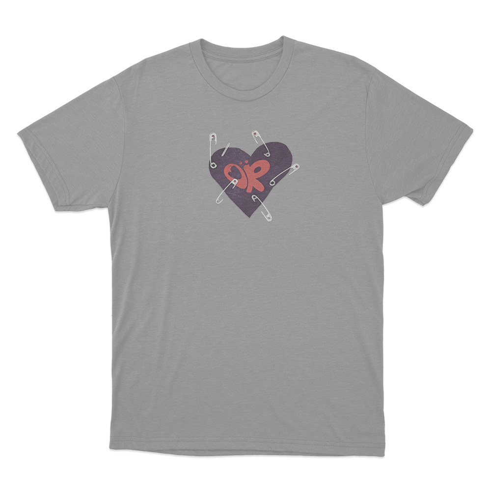 Heart Safety Pins Unisex T Shirt Grey Heart Safety Pins Unisex T Shirt Grey