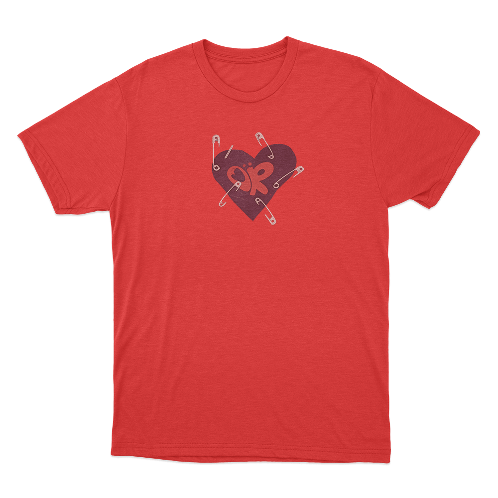 Heart Safety Pins Unisex T Shirt Red Heart Safety Pins Unisex T Shirt Red