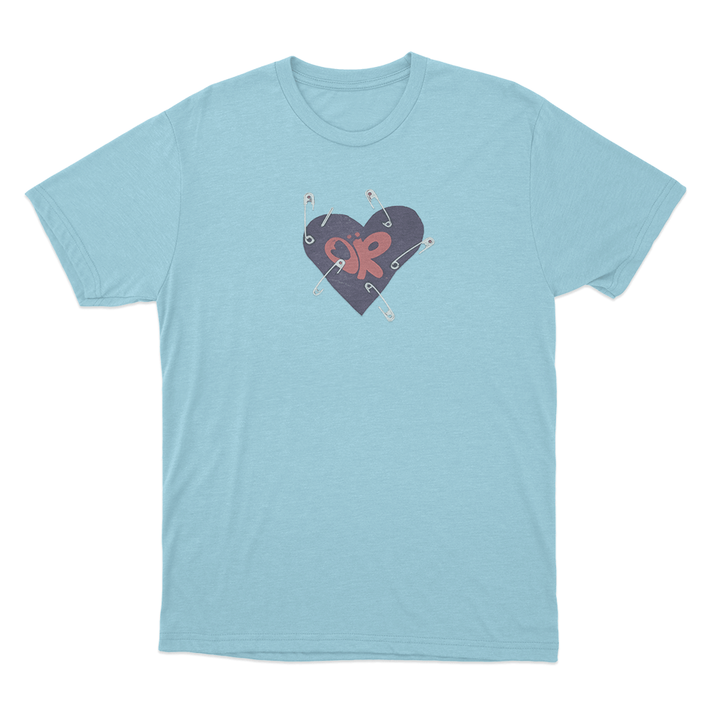 Heart Safety Pins Unisex T Shirt Sky Blue Heart Safety Pins Unisex T Shirt Sky Blue