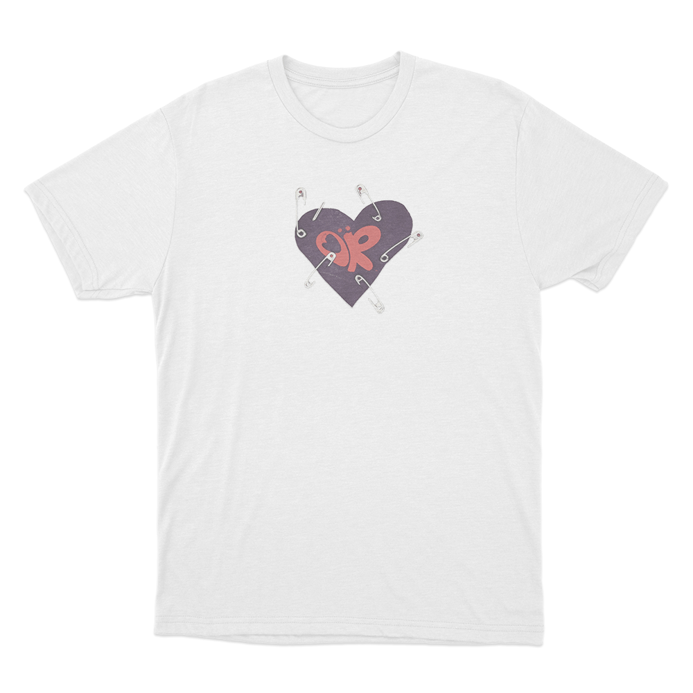 Heart Safety Pins Unisex T Shirt White Heart Safety Pins Unisex T Shirt White