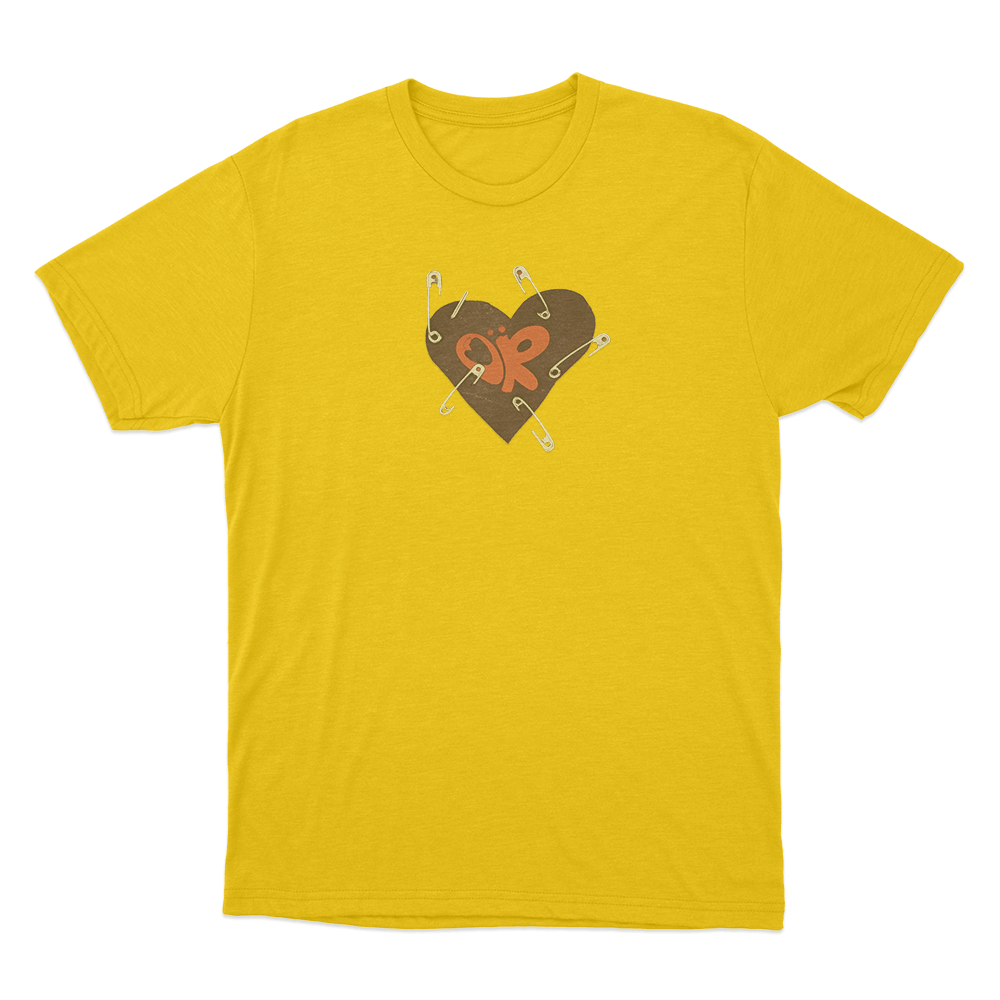 Heart Safety Pins Unisex T Shirt Yellow Heart Safety Pins Unisex T Shirt Yellow